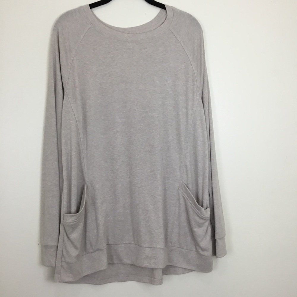 Kuotai Sweater Women’s Size XL Pullover Long Sleeve Beige Pockets